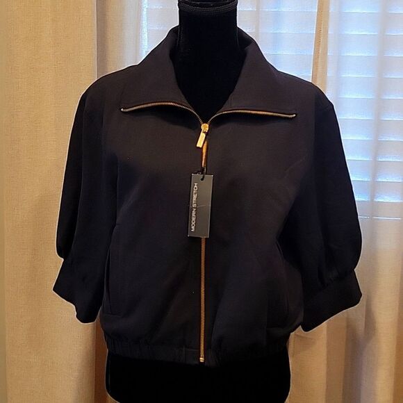 Express Design Studio Jackets & Blazers - Express Short fit 3/4 sleeve ,Salid black, gold zipper Jacket